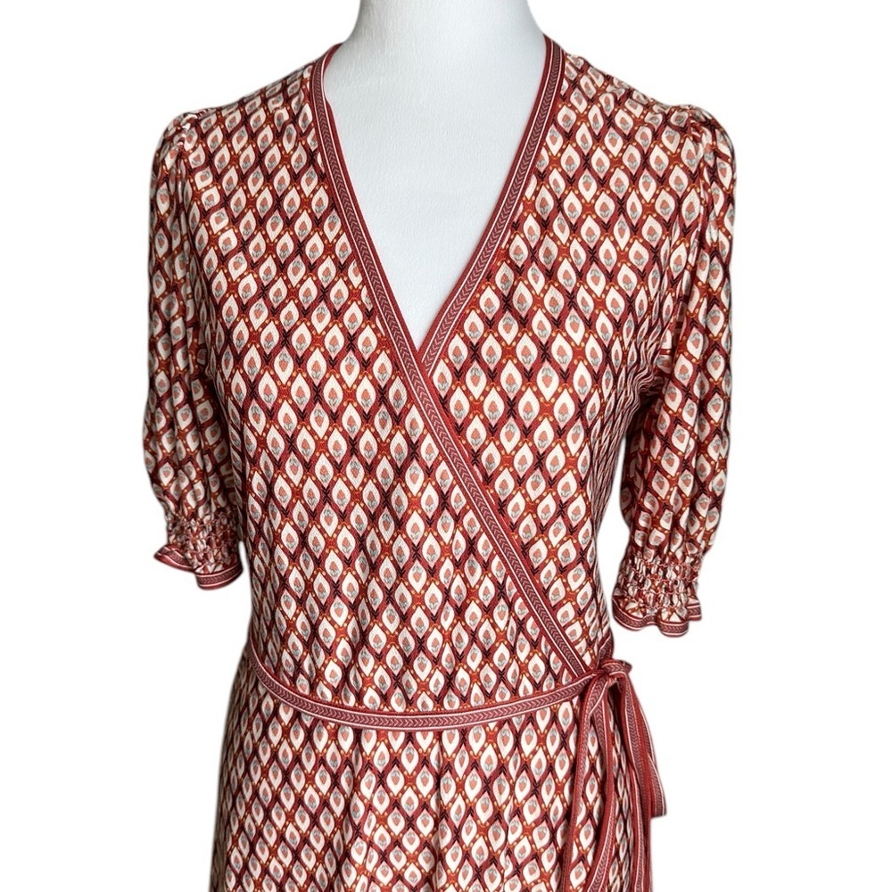 Max Studio Women's Smocked Sleeve Size M Wrap Dress - Picture 4 of 17